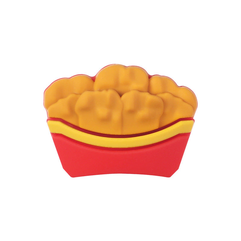 Wholesale 20pcs/pack 3D French fries silicone beads straight hole beaded DIY beads